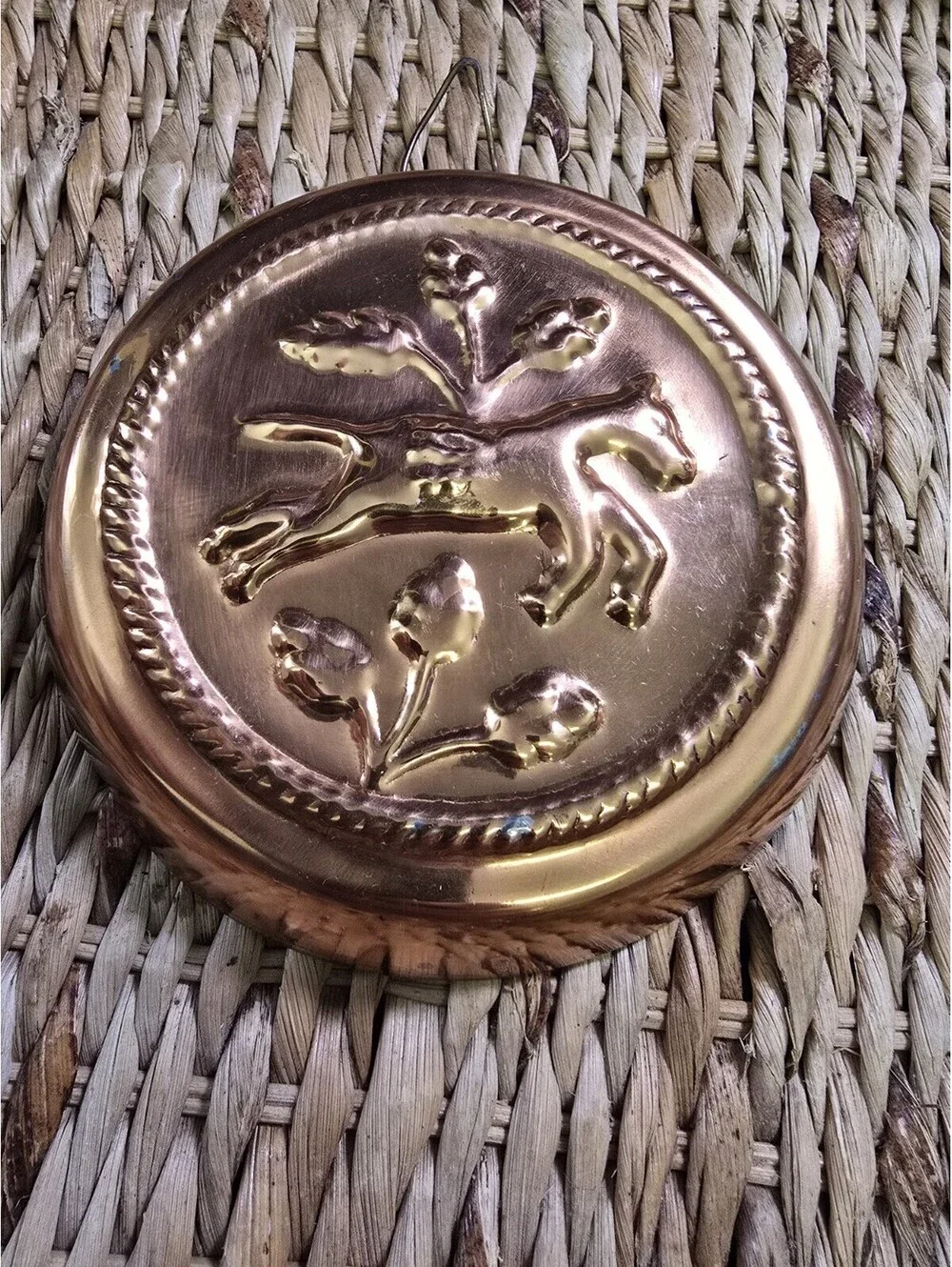 Vintage Copper toned cake food jello mold wall hanging Horse decor